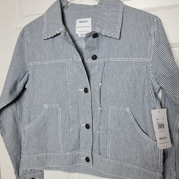 RVCA Garn Striped Denim Jacket Women's Size XS - Picture 7 of 10